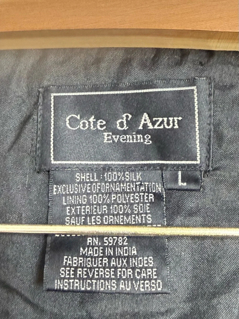 COTE D’AZUR EVENING BEADED SILK EVENING JACKET BLACK LARGE - Picture 11 of 14